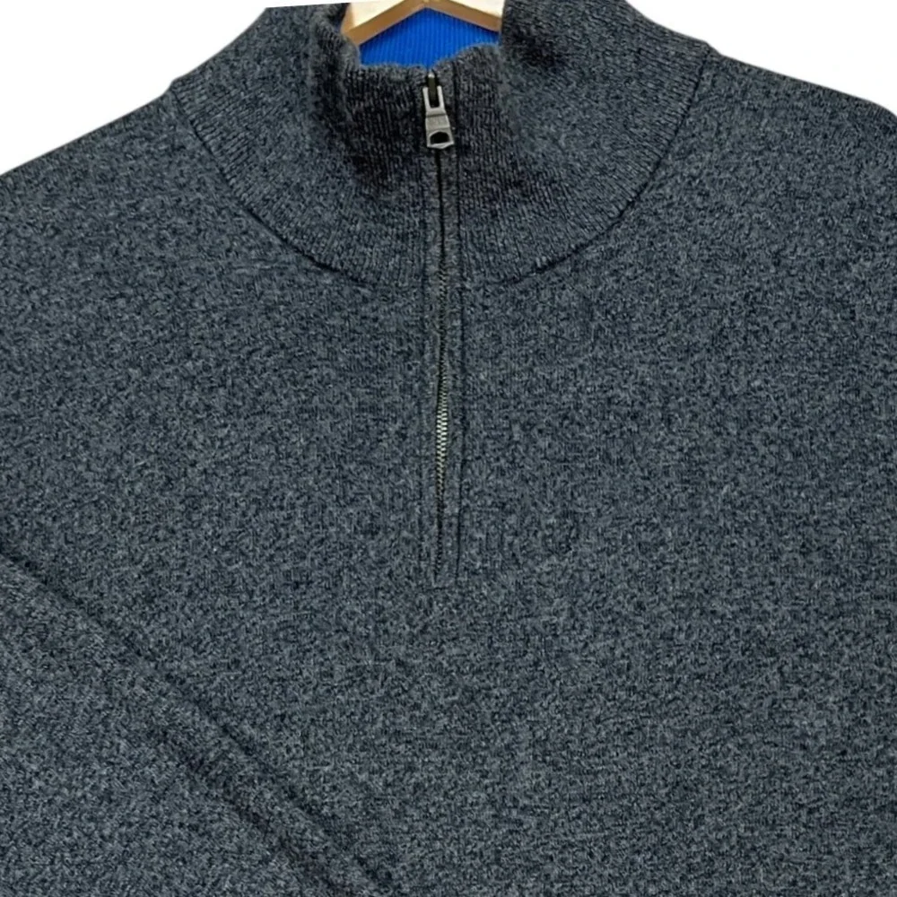 Banana Republic Pullover Mens Medium Charcoal Gray 1/4 Zip Sweater‎ Cashmere EUC